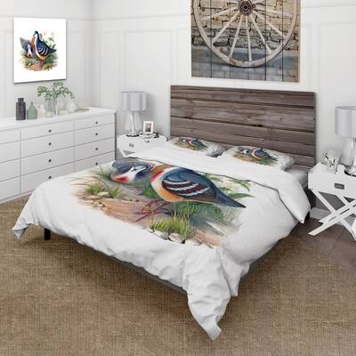 Designart 'Vintage Birds In The Wild IV' Traditional Duvet Cover Set