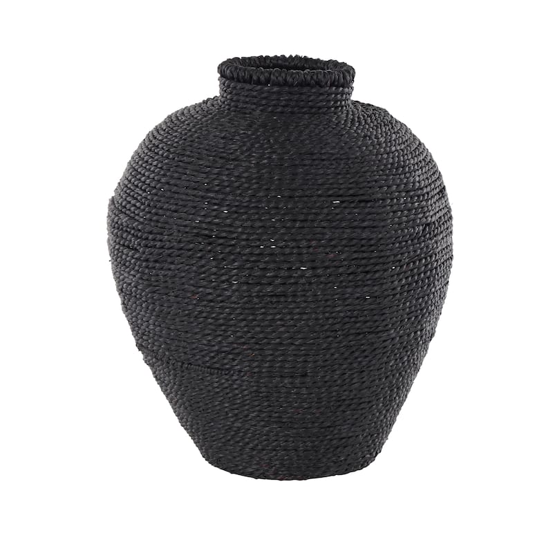 Metal Handmade Wrapped Pot Decorative Vase - Black - Roche River Decor