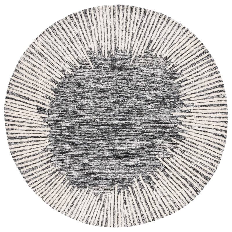 SAFAVIEH Handmade Abstract Deema Modern Wool Rug - 6' Round - Black/Ivory - Round