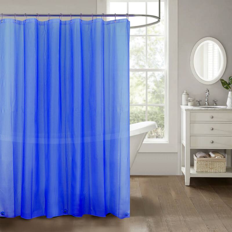Stripe Embossed Peva Shower Curtain Liner with Magnets - Blue
