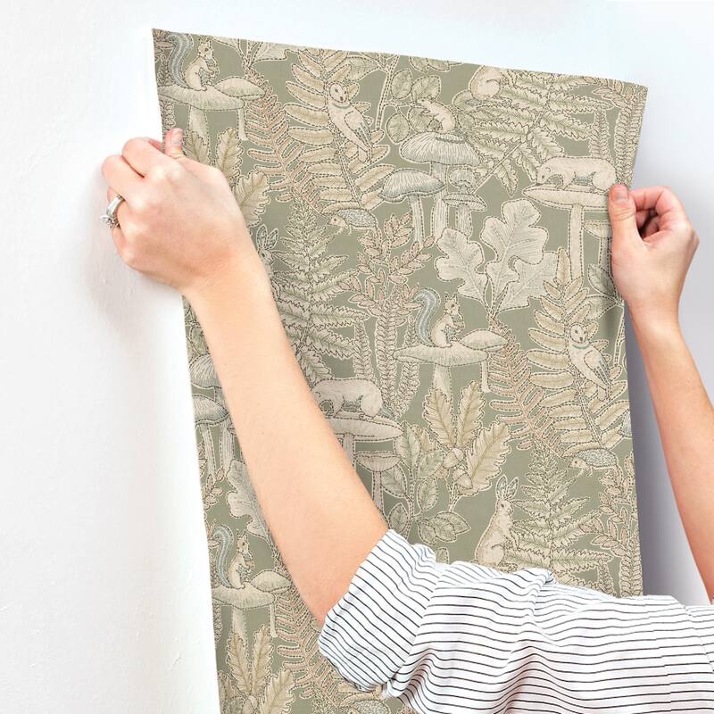 Chesapeake Holt Sage Woodland Wallpaper