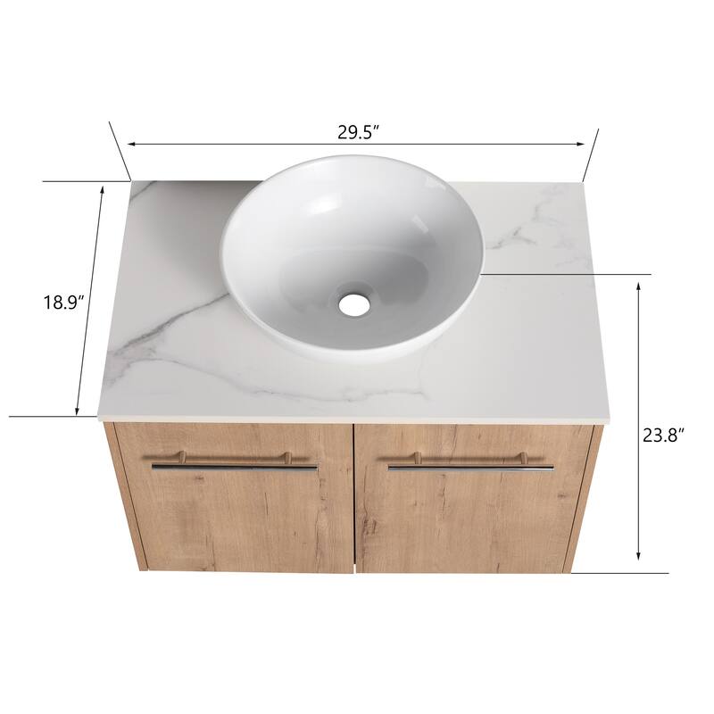 BNK 24"/30" Single Sink Bathroom Vanity with Soft Close Door, Modern Floating Vanity