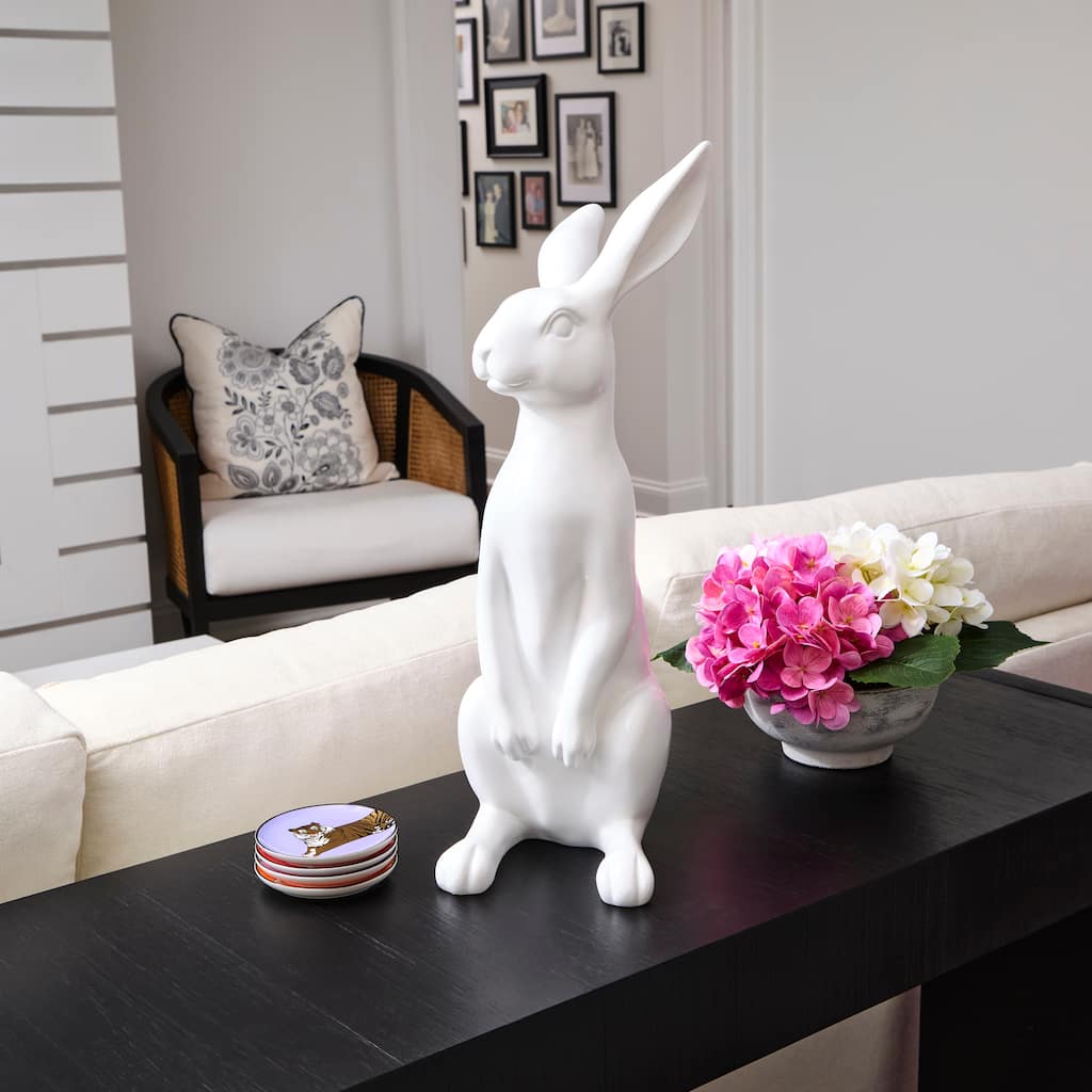 20.5" Resin White Standing Bunny