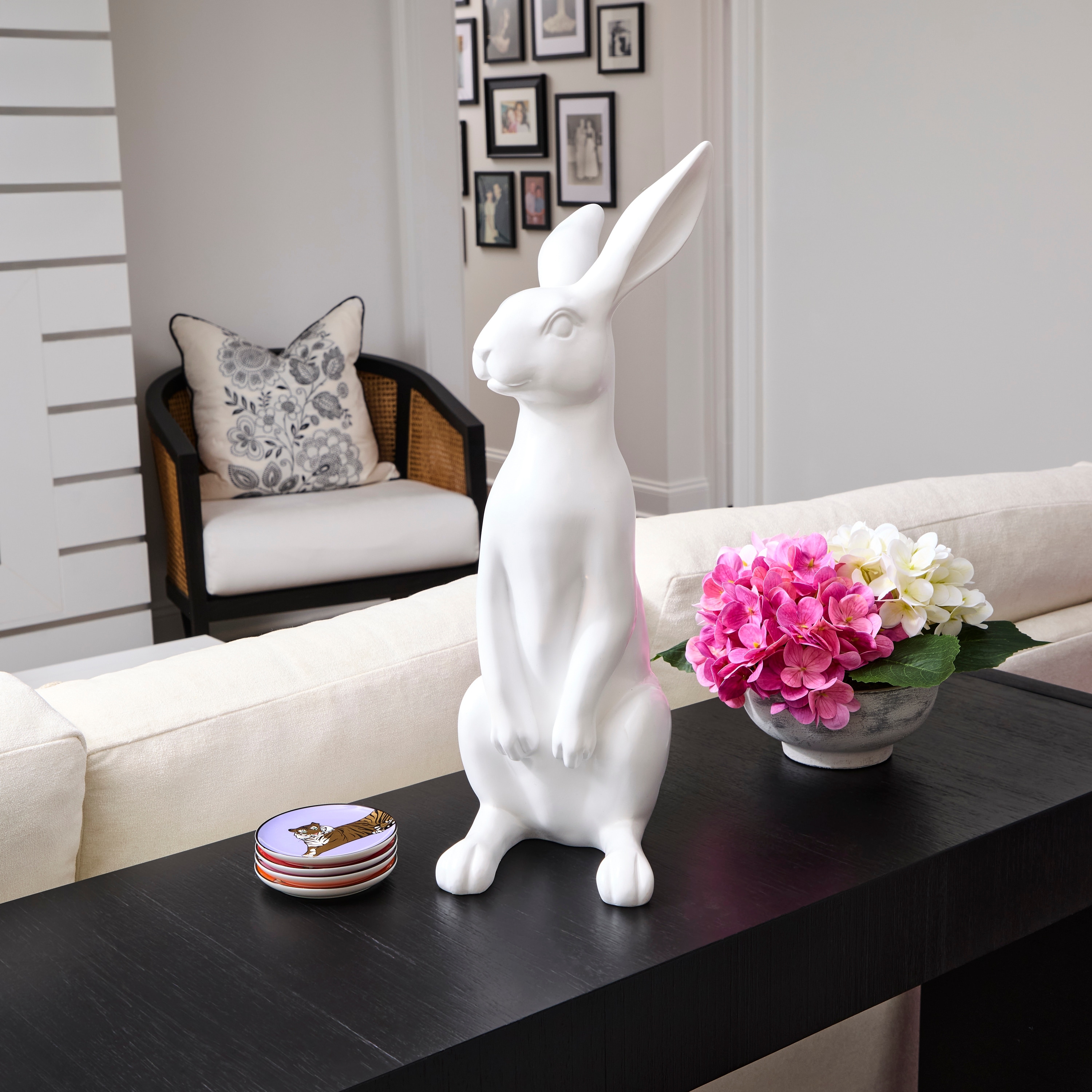20.5" Resin White Standing Bunny