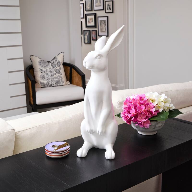20.5" Resin White Standing Bunny