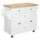 HOMCOM Rolling Kitchen Island Cart with Rubber Wood Top, Spice Rack, Towel Rack & Drawers for Dining Room