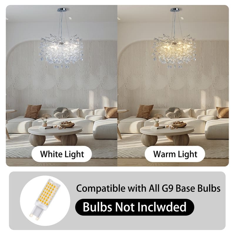 KAYLA 23.6" 9-Lights Gold Luxury Crystal Globe Chandelier, Modern Branch Chandelier for Dinning Room, Kitchen, Living Room