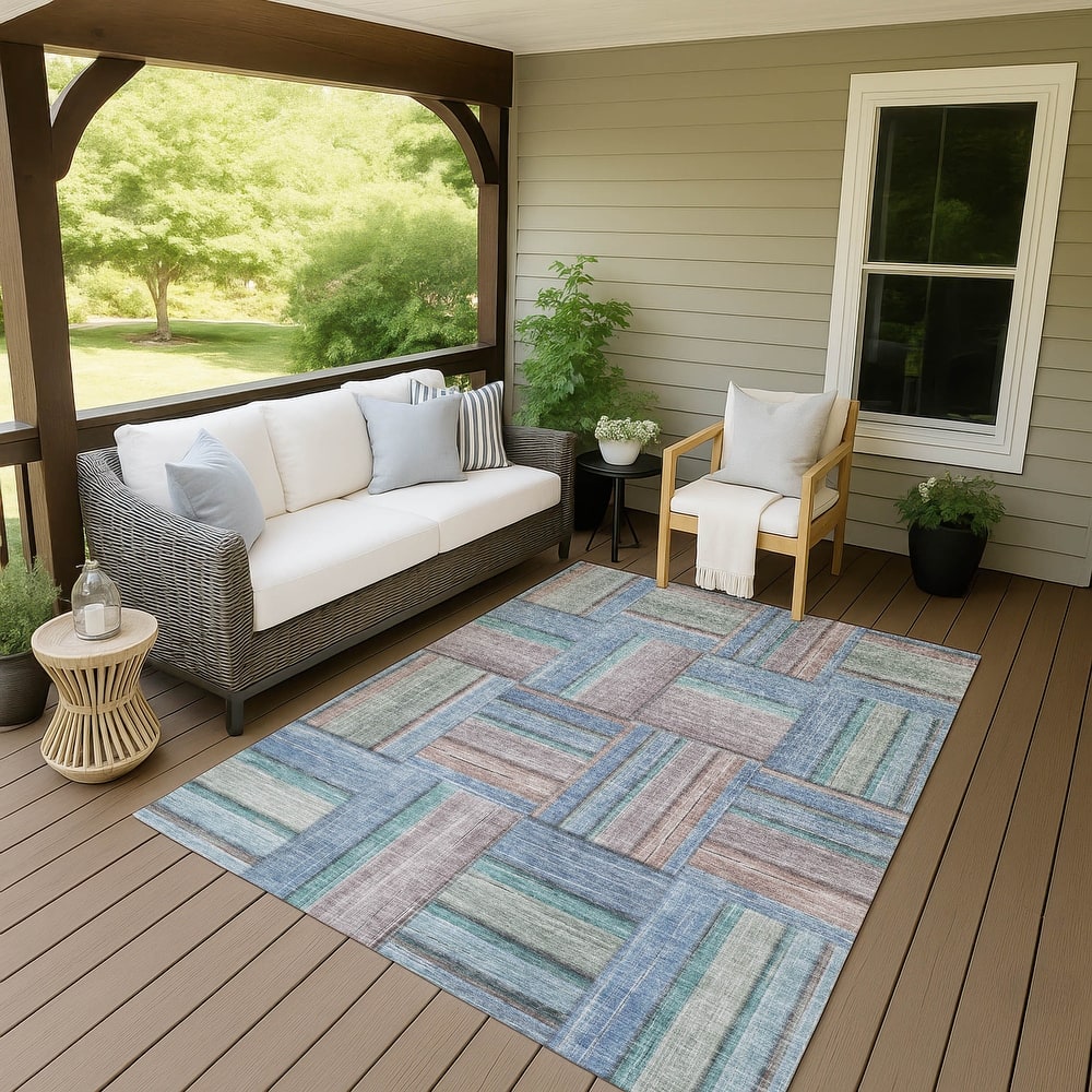 Machine Washable Indoor/ Outdoor Modern Weave Chantille Rug