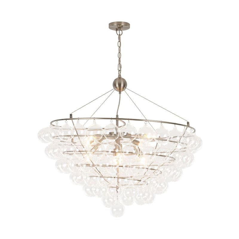 8-Light Helical Clear Glass Bubble Tiered Chandelier - N/A