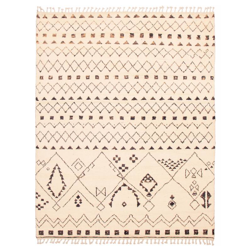 ECARPETGALLERY Hand-knotted Pak Finest Marrakesh Cream Wool Rug - 8'1 x 10'8 - Cream - 8'1 x 10'8