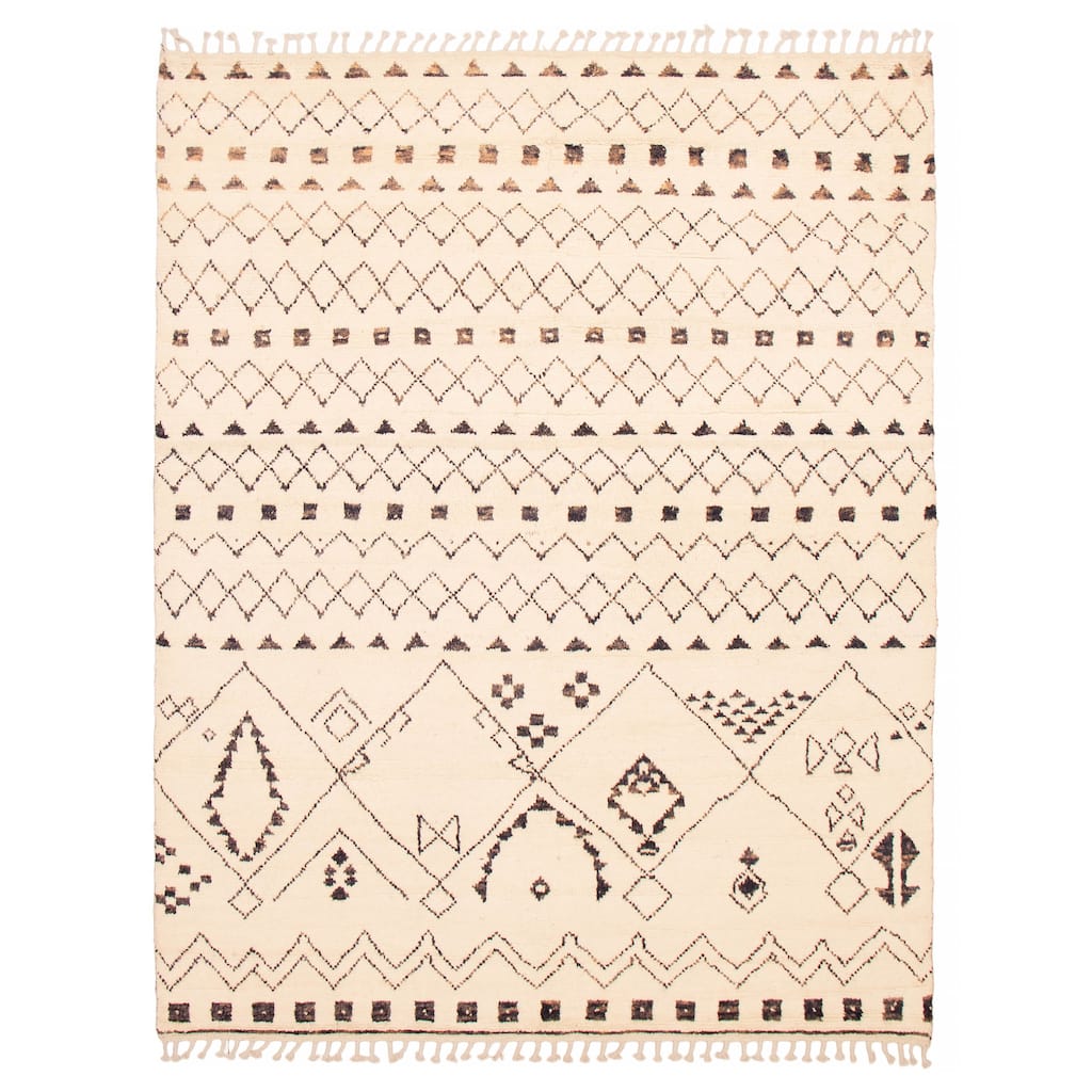 ECARPETGALLERY Hand-knotted Pak Finest Marrakesh Cream Wool Rug - 8'1 x 10'8