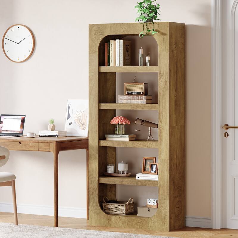 70.9-Inch Tall Bookcase 5-Tier Modern Wood Bookshelf for Living Room