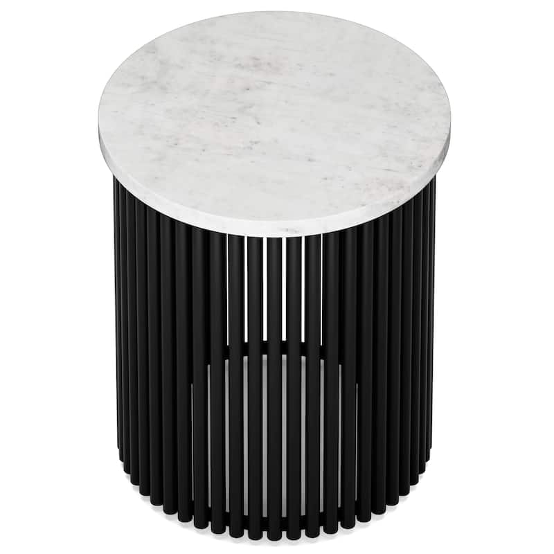 WYNDENHALL Karl 18 inch Wide Solid Mango & Metal Industrial Accent Table - 18 W x 18 D x 21 H