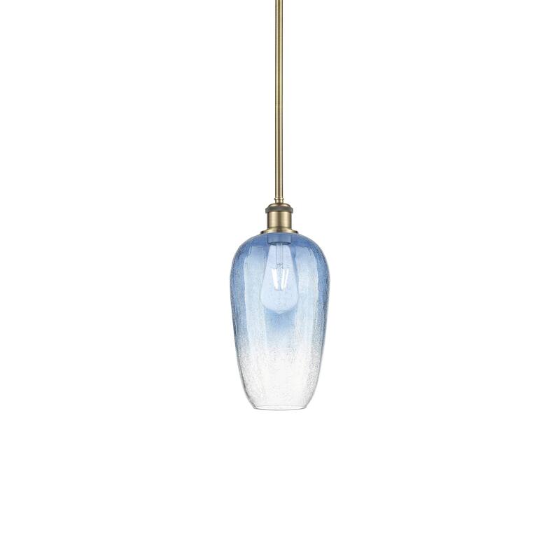 Innovations Lighting 516-1S-15-7 Brookhaven Flute Pendant Brookhaven - Antique Brass / Sapphire Blue