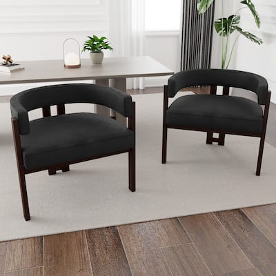 Set of 2 Modern Accent Chair Teddy Upholstered Armchair with Open Back 3 Legs Barrel Dining Chair Comfy Side Chair