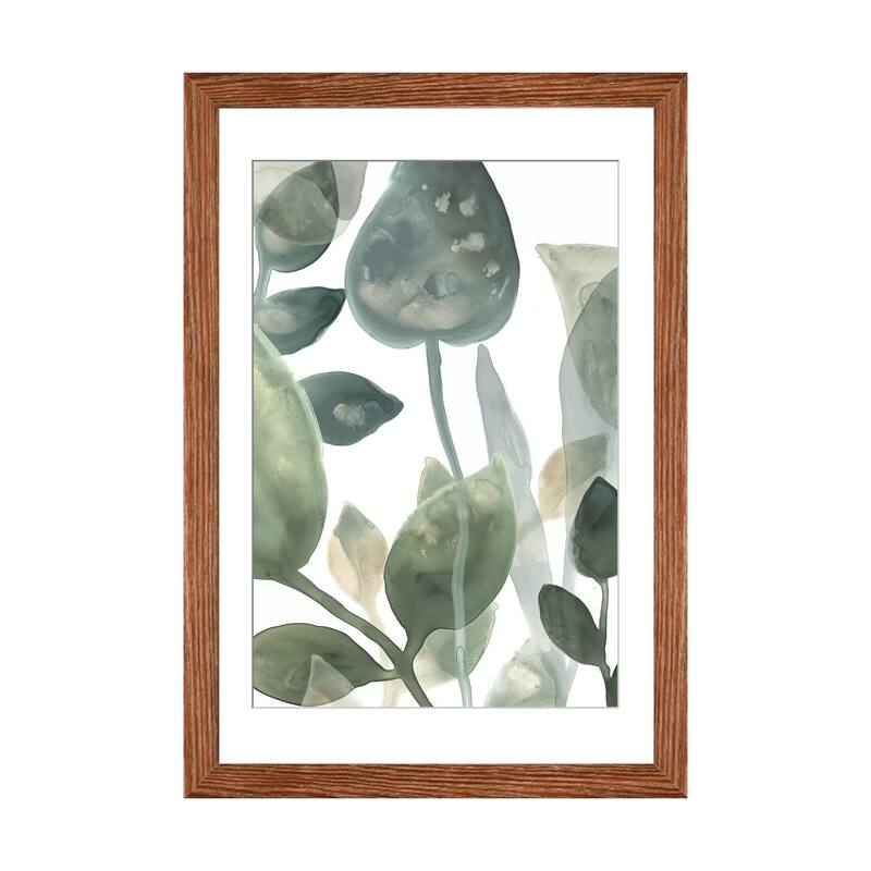 iCanvas "Water Leaves I" by June Erica Vess - Walnut - 24x16x1
