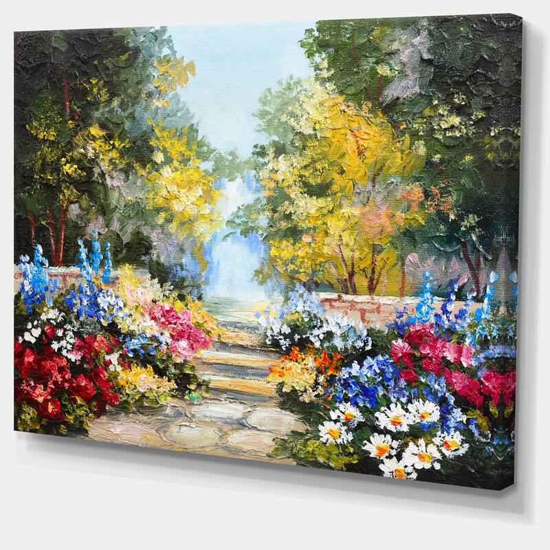 Designart "Summer Forest with Flowers" Landscape Art Print Canvas