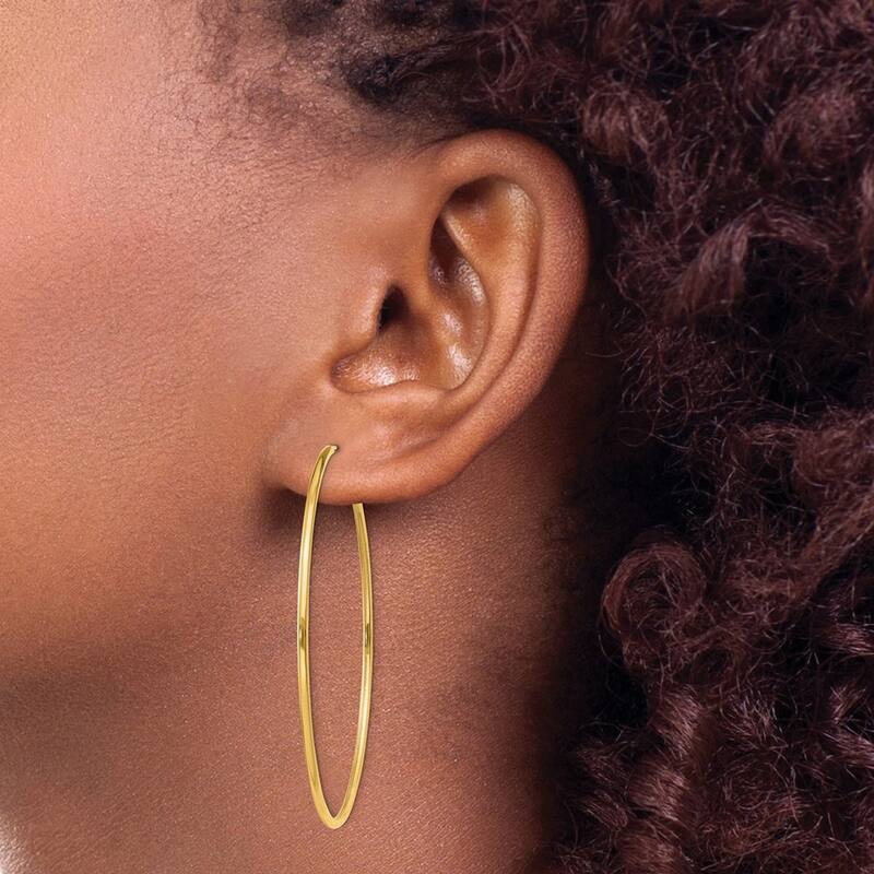 Curata 14k Yellow Gold 1.5x51mm Polished Round Endless Hoop