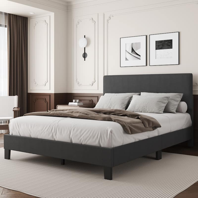 Lifezone Adjustable Queen Size Upholstered Platform Bed Frame - Queen - Dark Grey
