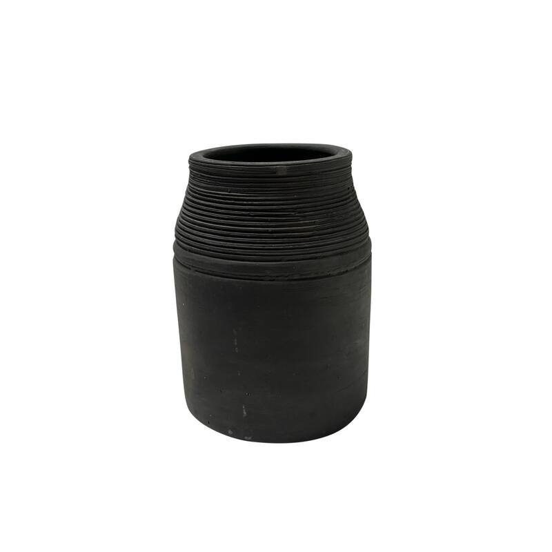 Terracotta Vase Natural Black H 6.3" & Dia 5.5" - Black - Black