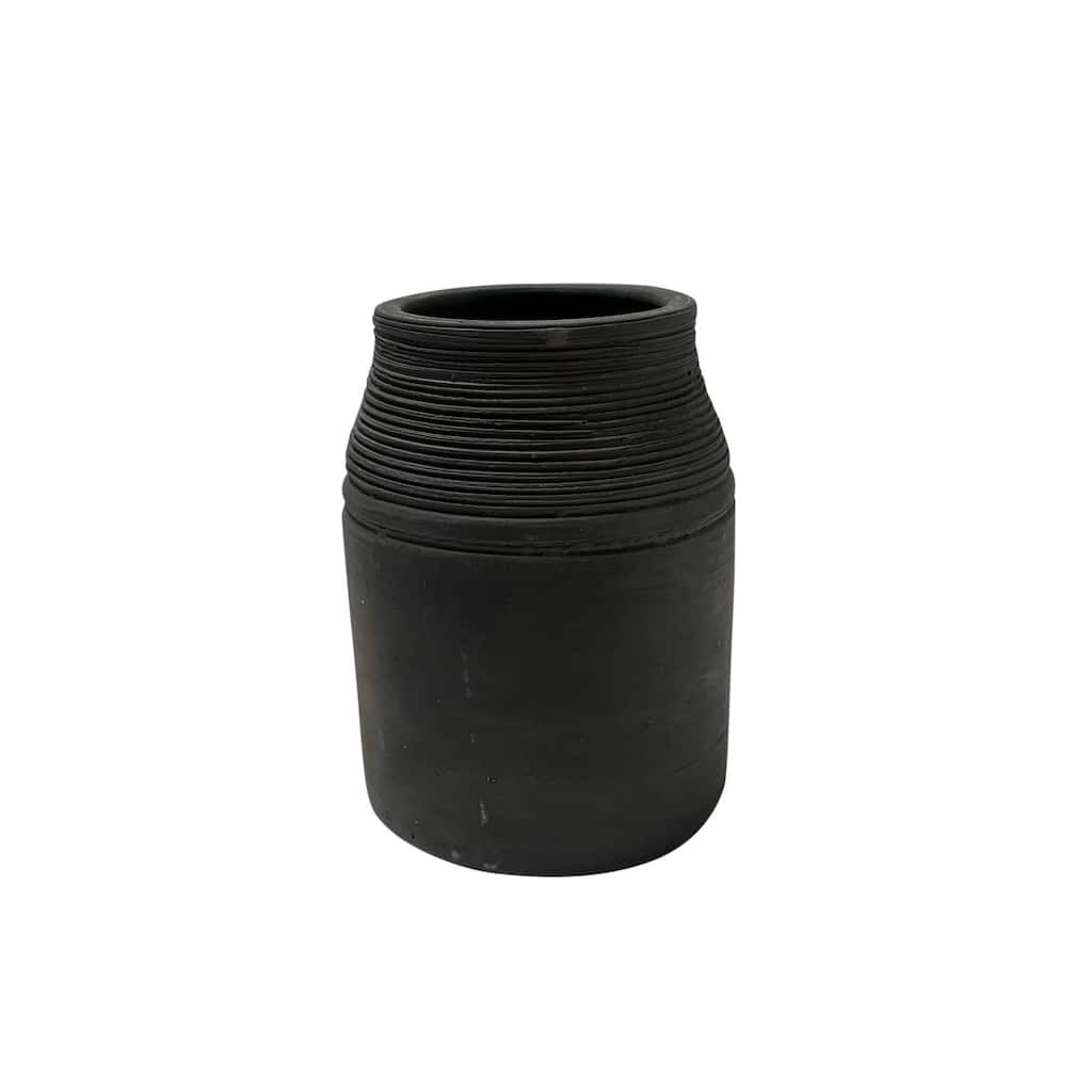 Terracotta Vase Natural Black H 6.3" & Dia 5.5" - Black
