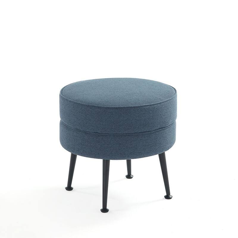 Manhattan Comfort Bailey Mid Century Modern Woven Upholstered Round Ottoman