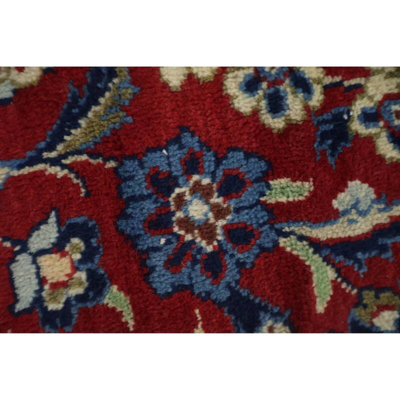 Hand Knotted Oriental 100% Wool Carpet Traditional Floral Red Kashan Area Rug - 13' 0'' X 9' 7''