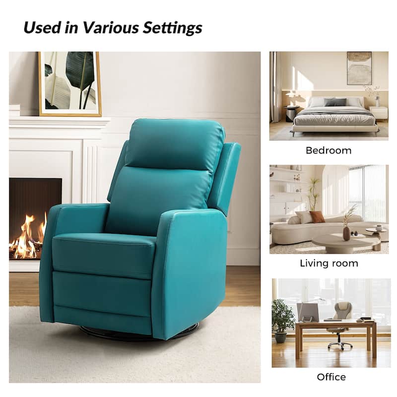 Esteban Modern Faux Leather Manual Rocking Swivel Recliner with Wingback