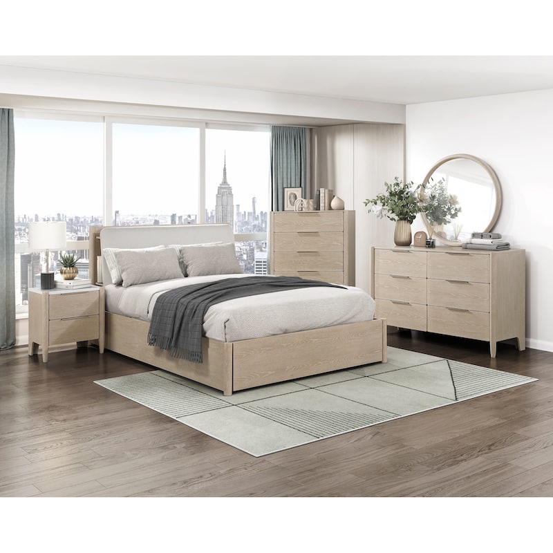 Bedroom Sets Storage Platform Bed Charging Ports Wooden Furniture