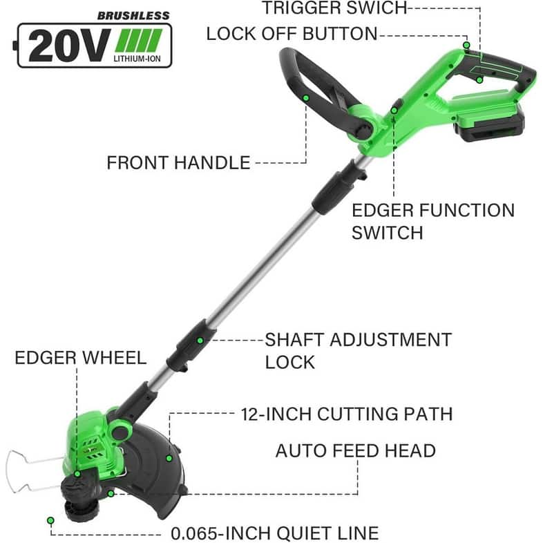 12" Cordless Lawn Mower with 8 Replacement Spool Trimmer Cords
