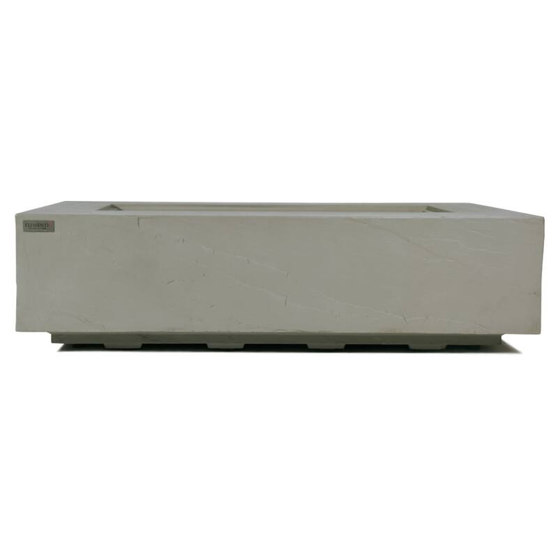 Elementi Plus Meteora Outdoor Fire Pit Table Concrete Rectangular 60000 BTU - 55.9 x 31.9 inches with Lid, Fire Glass, and Cover
