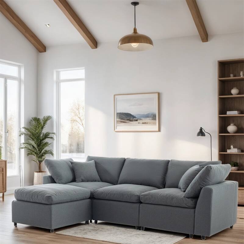 4 Seat Upholstery Convertible Sectional Sofa with Reversible Chaise