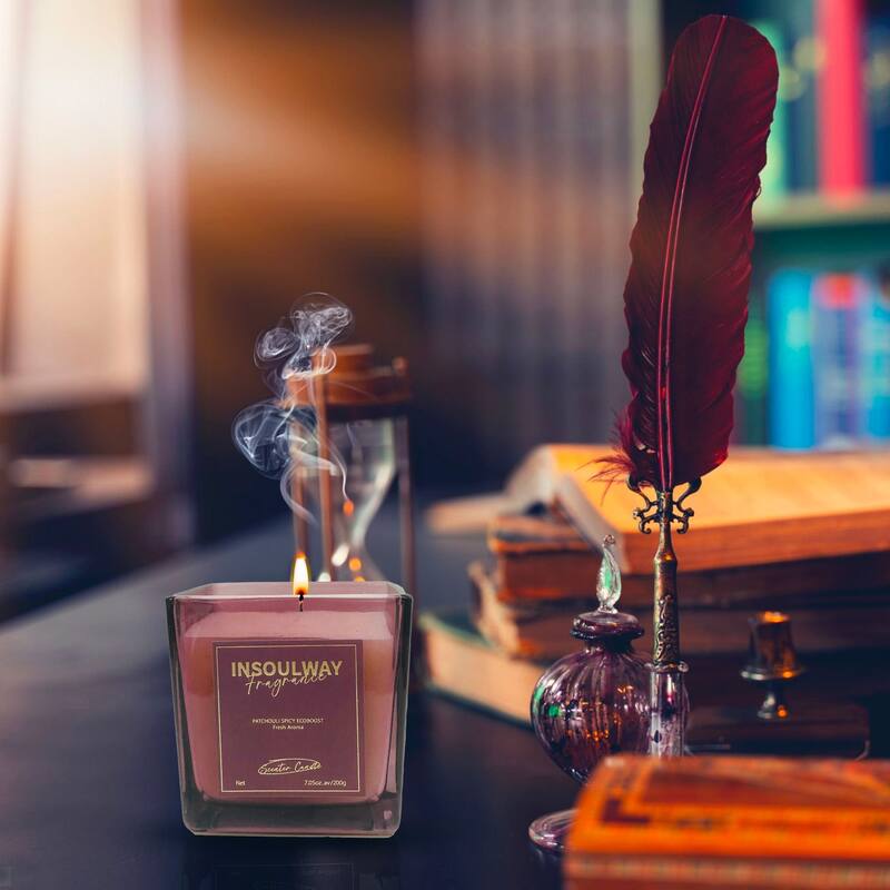 Purple Patchouli Scented 8oz Candle in Elegant Glass Jar by Aria Home