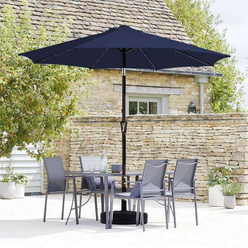 10ft Patio Market Umbrella with LED Lights,Crank & Tilt