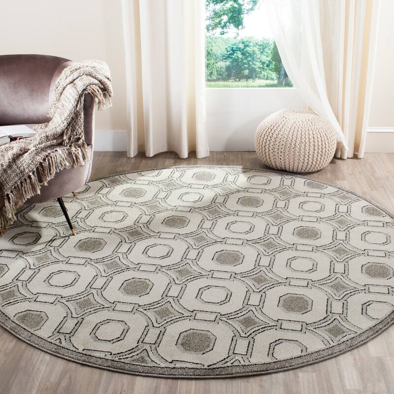 SAFAVIEH Amherst Seena Modern Rug - 7' Round - Ivory/Grey