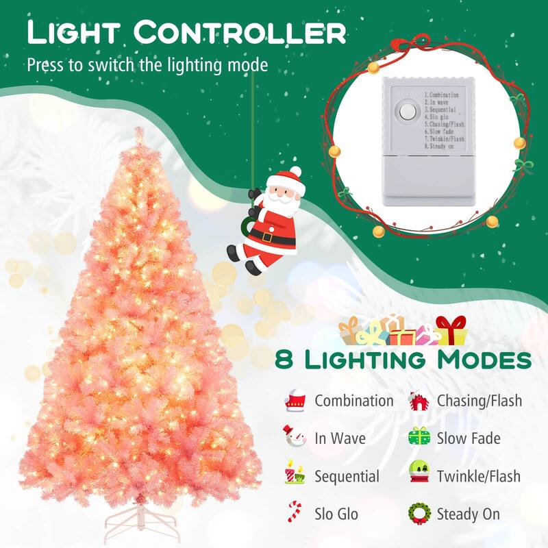 Costway 6.5 FT/7.5 FT Artificial Xmas Tree with 250/550 White LED - See Details