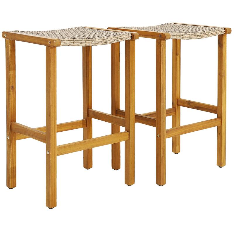 Patio Wood Bar Stools Set For Patio - 19.5" x 16.5" x 30" - Set of 2