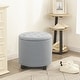 preview thumbnail 45 of 49, Adeco Faux Leather Round Storage Ottoman with Tufted