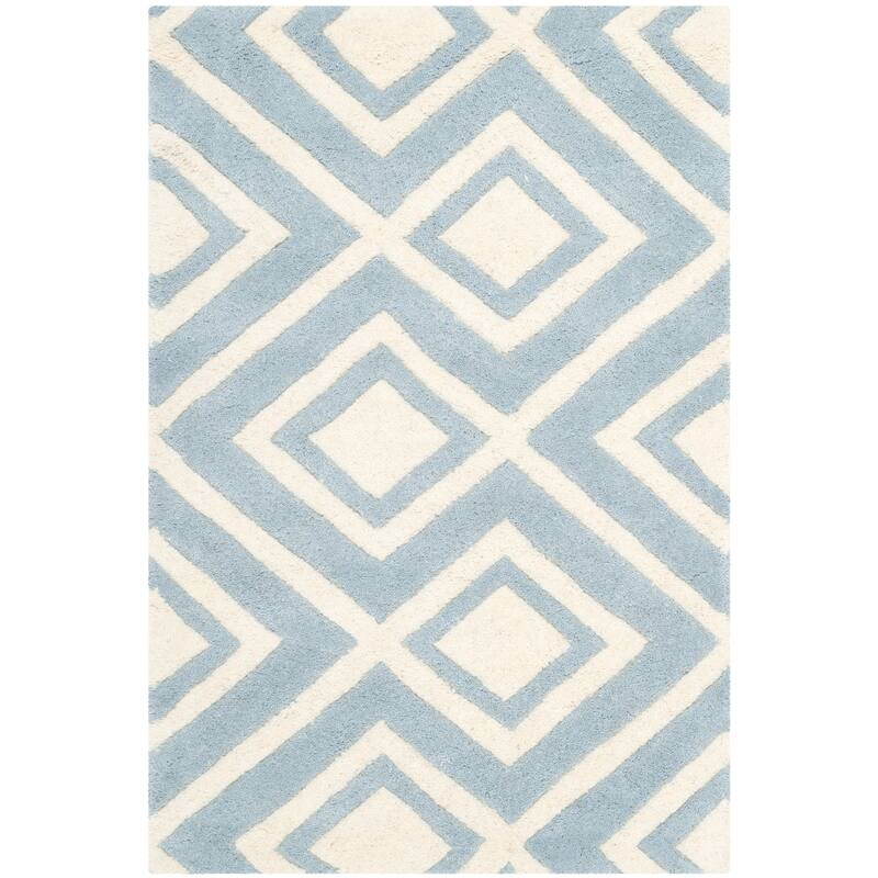 SAFAVIEH Handmade Chatham Evda Modern Moroccan Wool Rug - 2' x 3' - Blue/Ivory