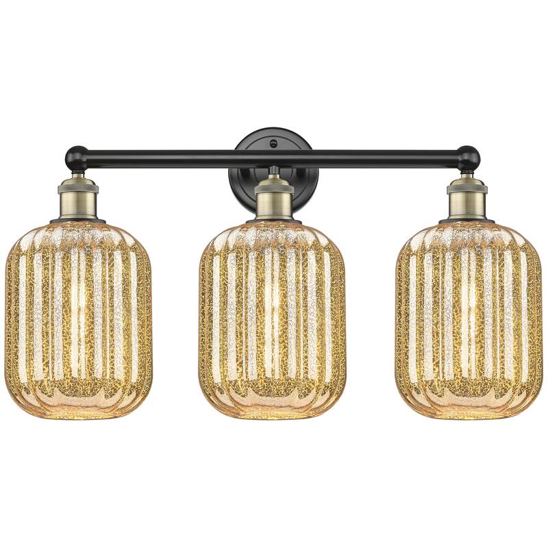 Innovations Lighting Endless Possibilities Edison - Preston - 3 Light 25" Jar Shade Bath Vanity Light - Mercury/Black Antique Brass