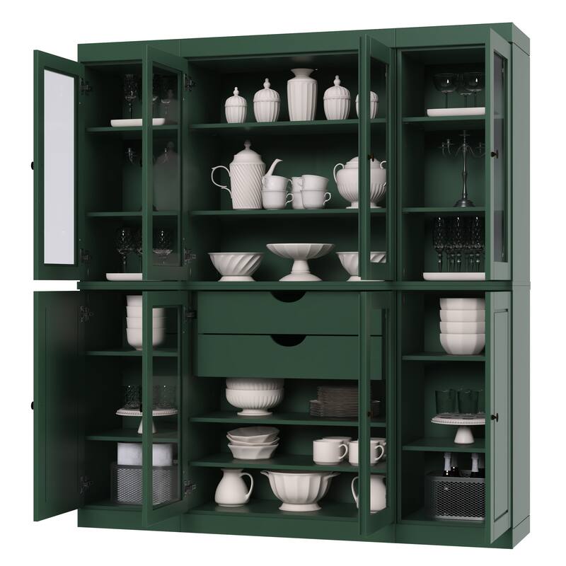 Palace Imports 100% Solid Wood Pantry Cabinet, 2 Drawers, Adjustable Shelves, 65" Wide, 71.5" Tall - 65" x 71.5"