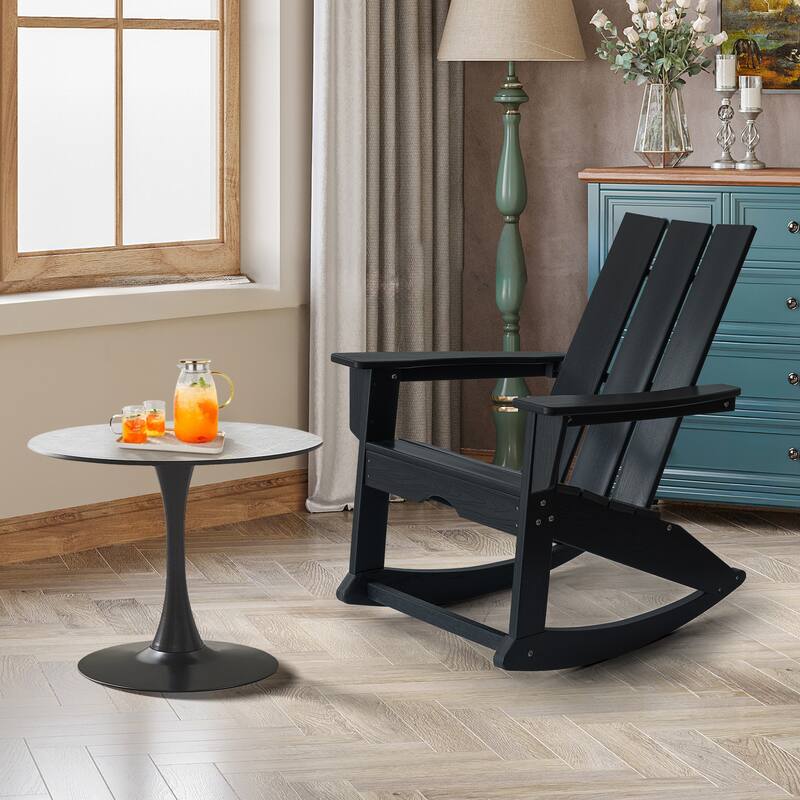 Modern Outdoor Adirondack Rocking Chair,Patio Rocker Chair,All Weather HDPE Plastic Adirondack Rocker for Poolside, Lawn, Garden