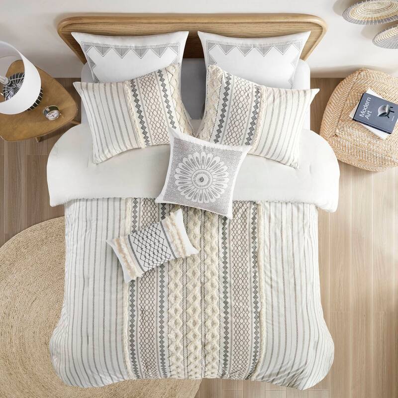 GDF Studio - Imani Cotton Printed Comforter Set with Chenille Detailing