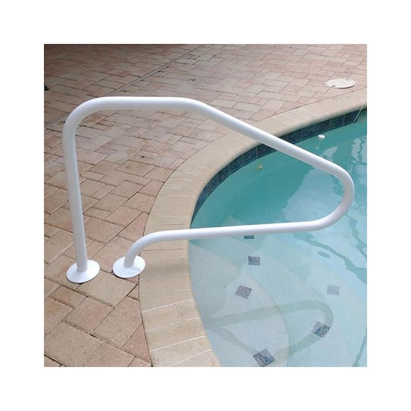 Saftron 48"x32" 4 Bend Figure 4 Metal InGround Pool Return to Deck Rail, White - 17.5