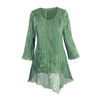 Women's Tunic Top - Lacey Layers Asymmetrical Cotton Blouse