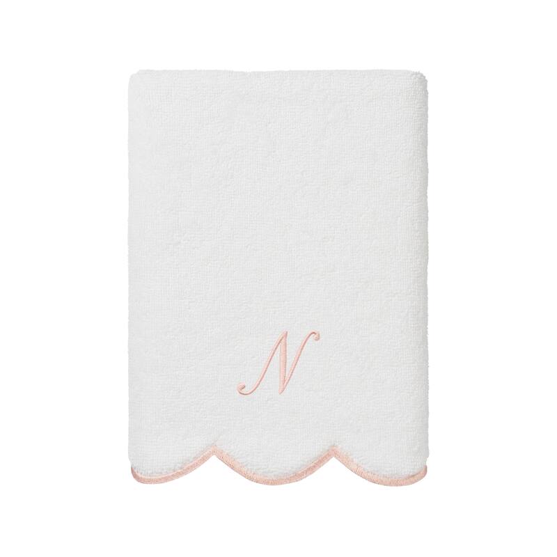 Authentic Hotel and Spa 100% Turkish Cotton Pink ADORNIA Scallop Personalized 3 Piece Towel Set - 3 Piece Set