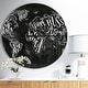preview thumbnail 1 of 8, Designart 'Vintage Chalk Worldmap ' Oversized Global Wall CLock