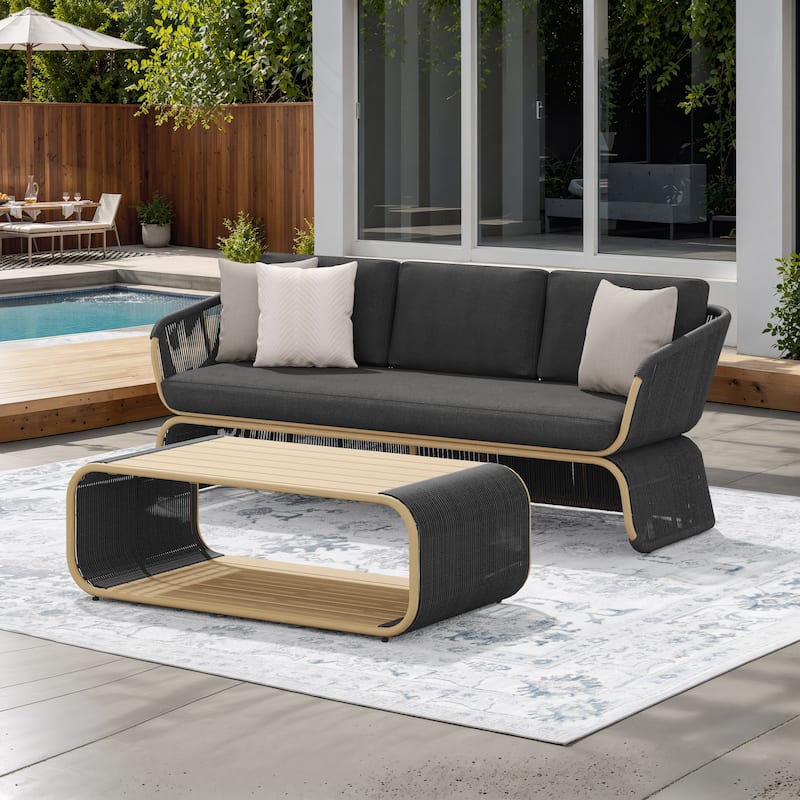 Corvus Ida 2-piece Outdoor Wicker Sofa with Coffee Table