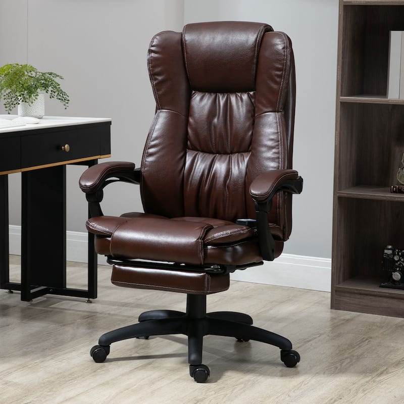 Comfortable Massage Office Chair Executive Chair, Gaming Chair Lounge Chair Reclining Chair with Footrest - Brown