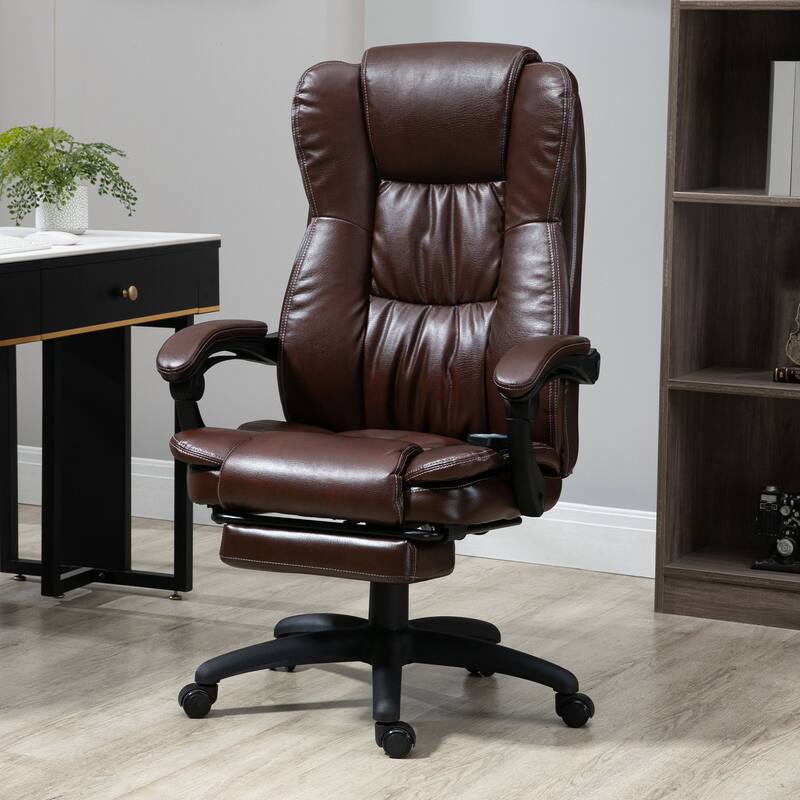 High Back Massage Office Chair with 6-Point Vibration, 5 Modes, Executive Chair, PU Leather Swivel Chair with Reclining Back